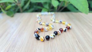 Rainbow Baltic Amber with Mosaic Baltic Amber 30cm Baby Necklace