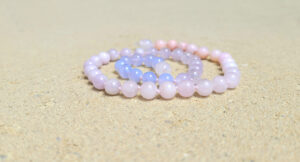 Blue Lace Agate, Amethyst, Kunzite, Rose Quartz & Pink Opal Gemstone 35cm Child Necklace