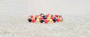 Red Coral Gemstone with Yellow & Cherry Baltic Amber Tri-Colour Baby/Toddler Necklace