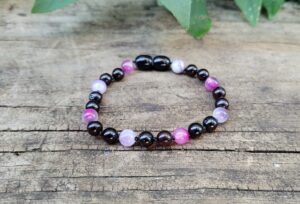 Cherry Baltic Amber, Pink Agate & Light Amethyst Gemstones 17cm Toddler Anklet