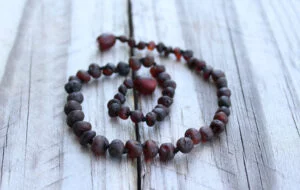 Unpolished Cherry Baltic Amber 33cm Baby/Toddler Necklace