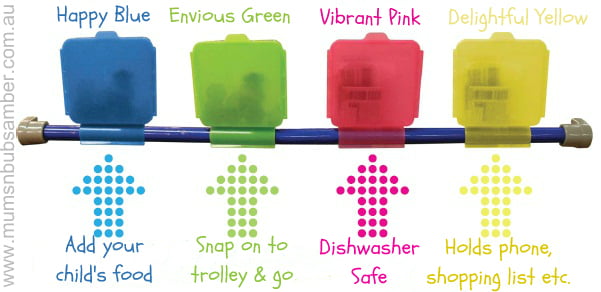 Snap & Shop Shopping Cart Snack Tray for Toddlers Pink Blue or Green 