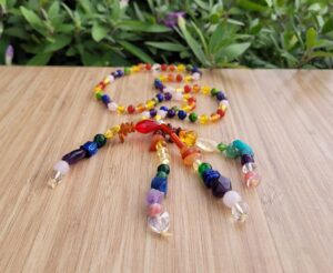 Rainbow Gemstone & Honey Baltic Amber Child Size Fidget Necklace