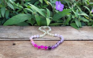 Champagne Baltic Amber with Pink Purple Ombre 31cm Baby/Toddler Necklace