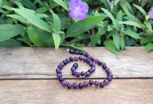 Cherry Baltic Amber with Amethyst Gemstones 32cm Baby/Toddler Necklace
