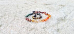 Rainbow Baltic Amber with Natural Rainbow Gemstones Baby Necklace