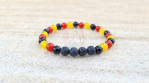 Onyx, Yellow & Red Agate with Lava Beads Adults Bracelet