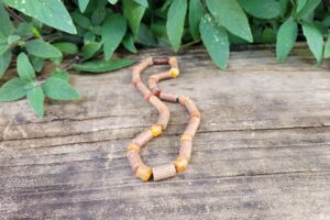 Hazelwood with Button Unpolished Baltic Amber 36cm Child Necklace